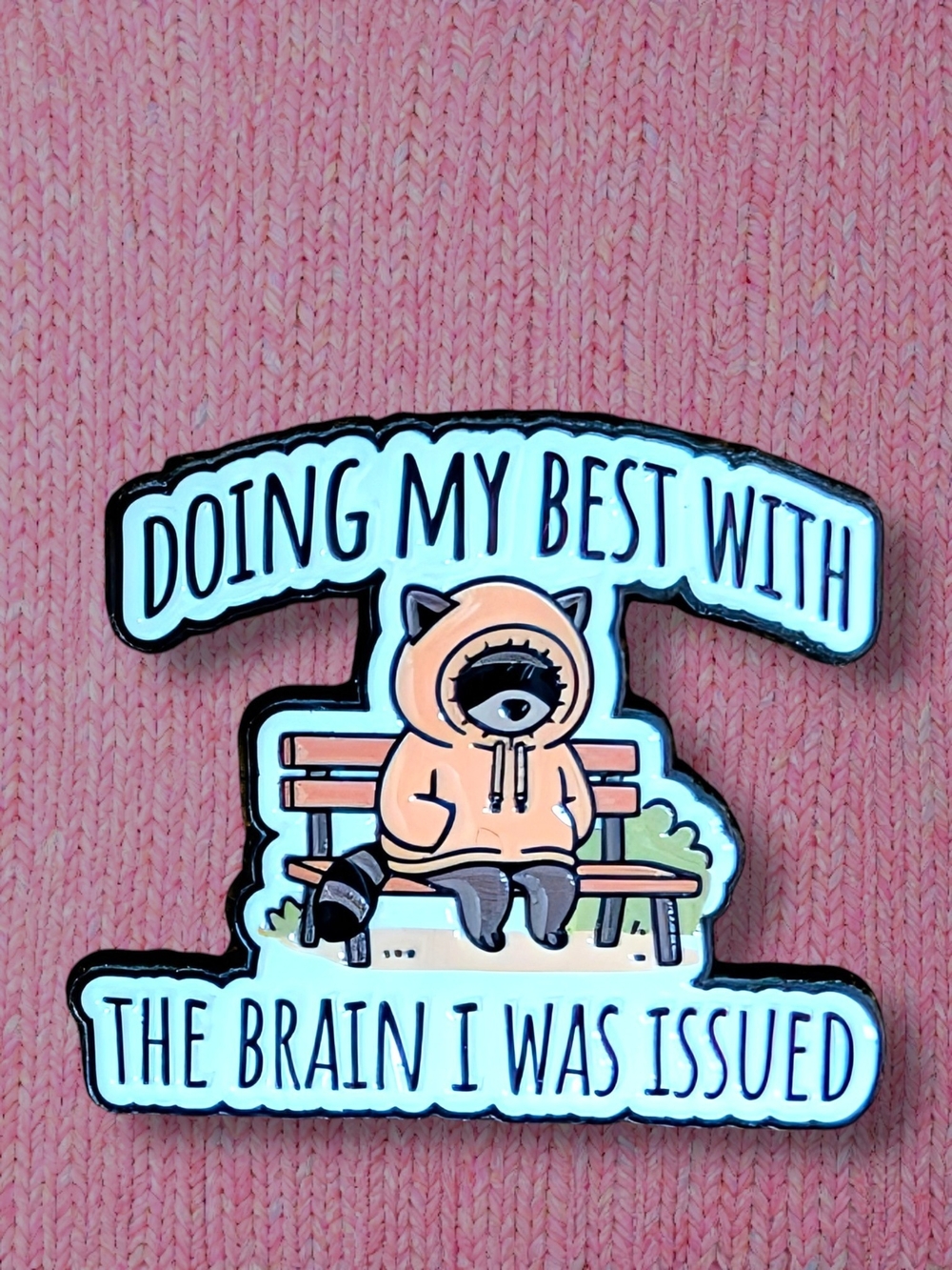 "Doing My Best" Enamel Pin - Cute Racoon